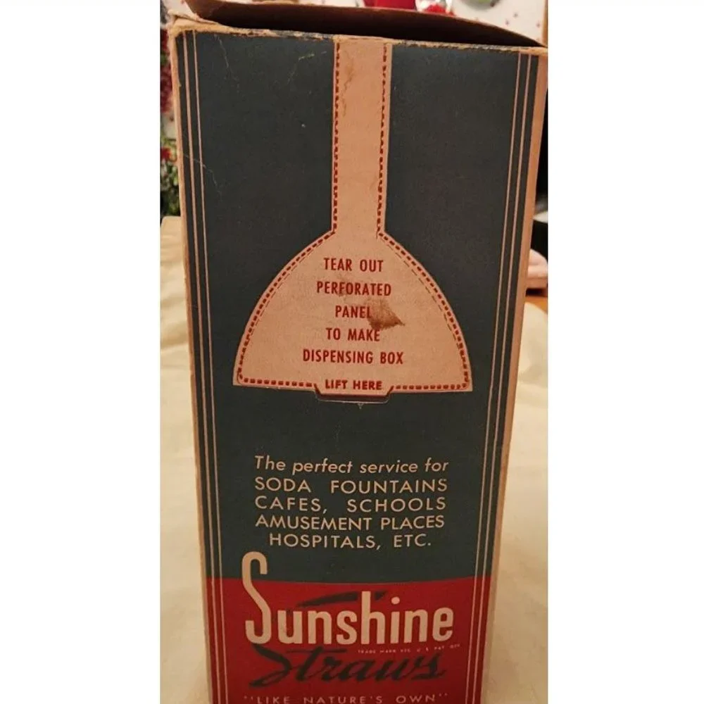 Vintage SUNSHINE STRAWS Paper Straws SODA FOUNTAIN Ad Retro MCM 1947